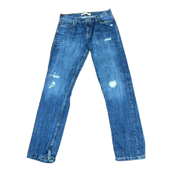 Levi's 502 Regular Taper Jeans Distressed Destroyed  Grunge Denim 30 x 30 - Picture 1 of 9